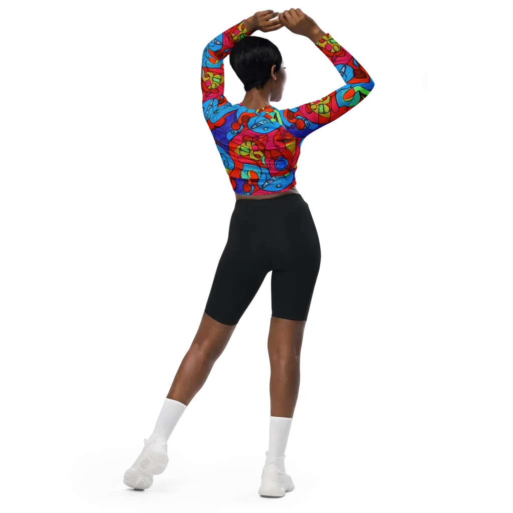 Vivid Orbit on Long Sleeve Crop Top — Back