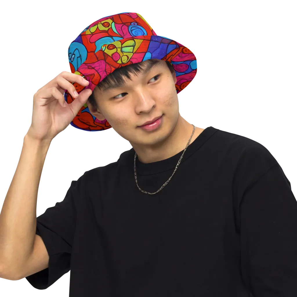 Vivid Orbit on Reversible Bucket Hat — Front Inside