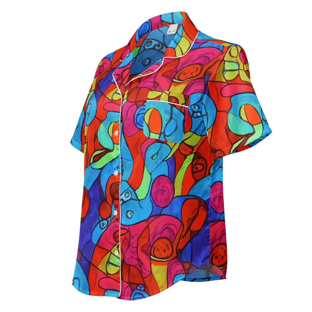 Vivid Orbit on Women's Short Sleeve Pajama Top — Left Front