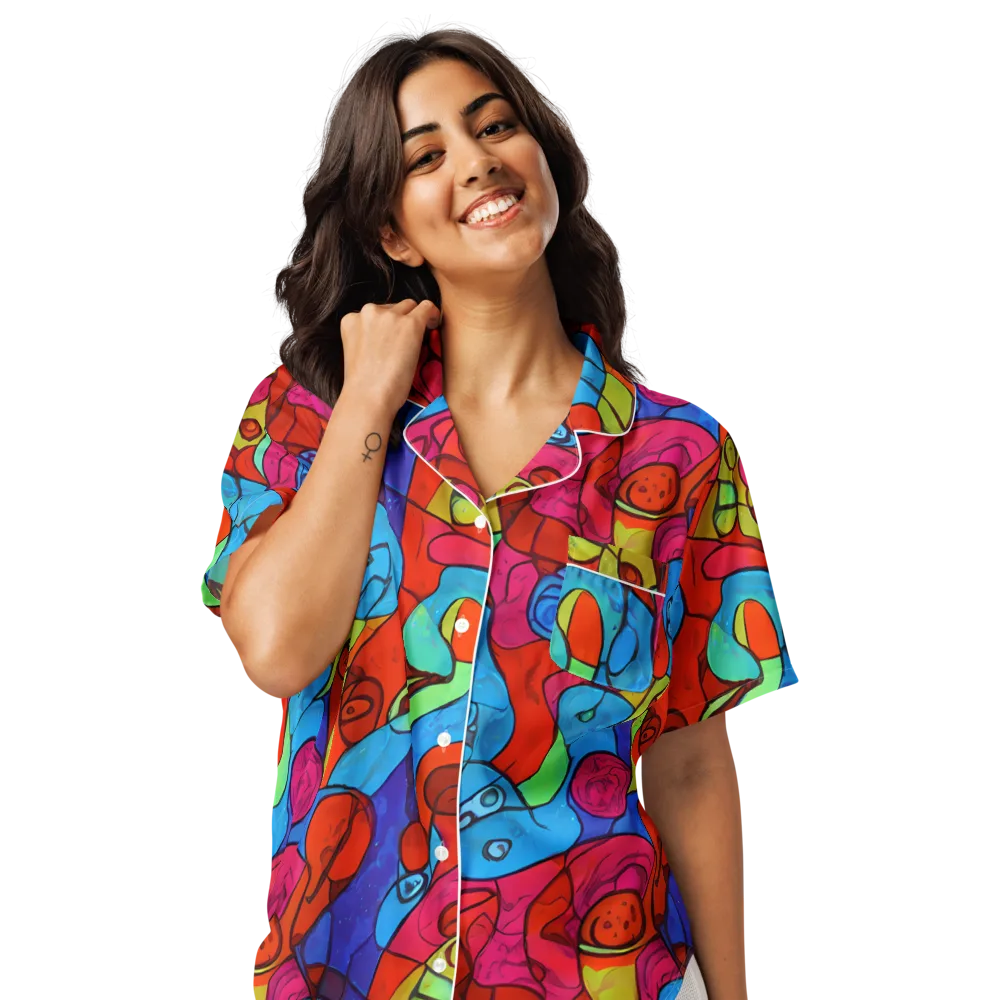 Vivid Orbit on Women's Short Sleeve Pajama Top — Front