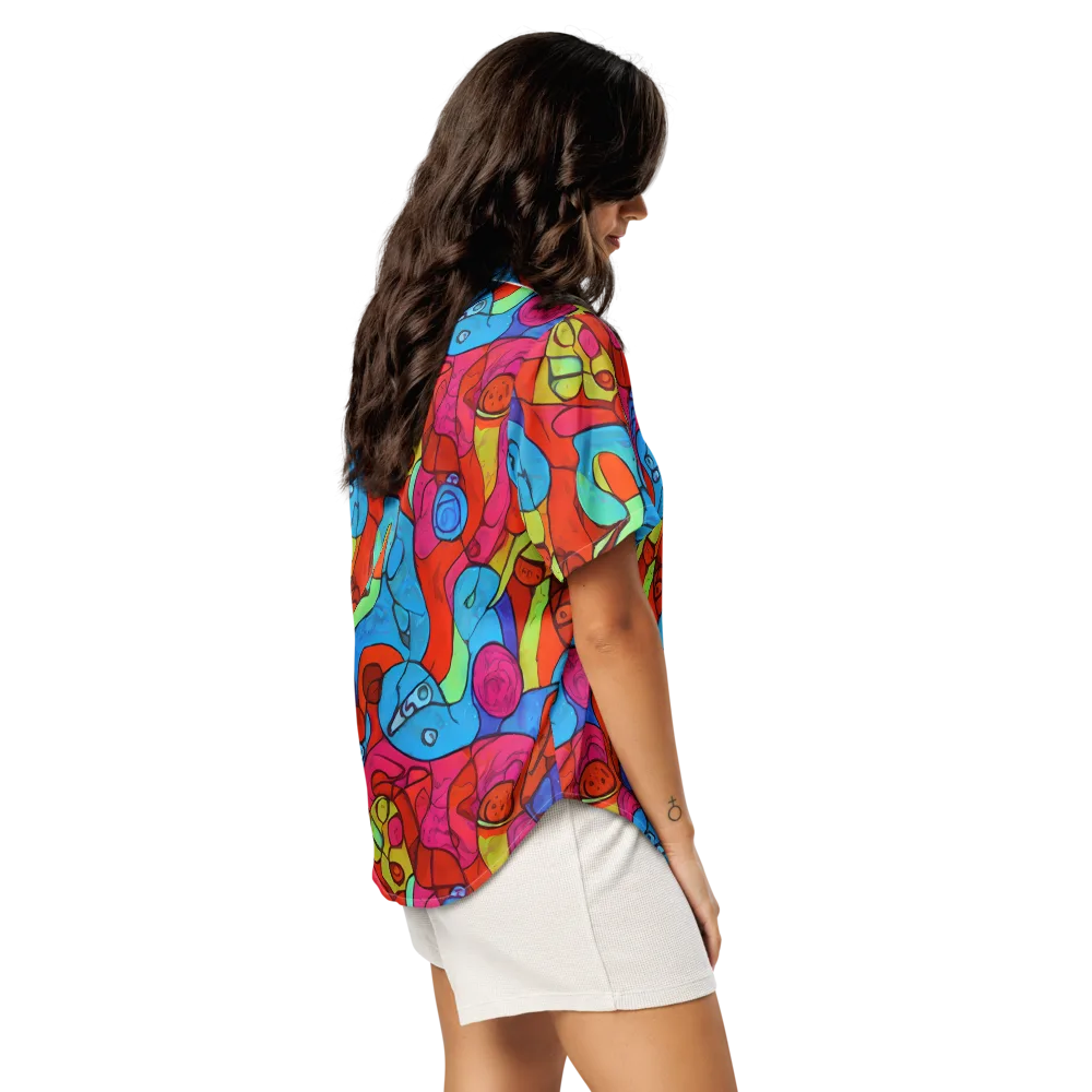 Vivid Orbit on Women's Short Sleeve Pajama Top — Right Back