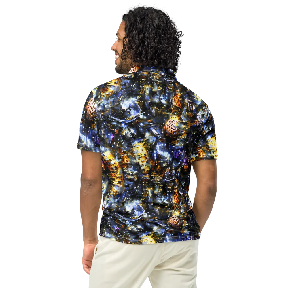 Obsidian Aurora on Men's Slim Fit Polo Shirt — Back