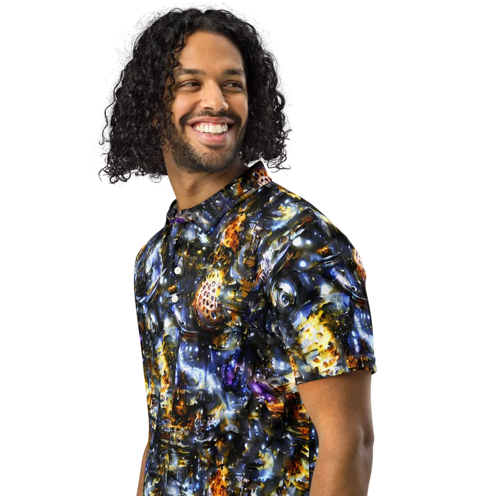 Obsidian Aurora on Men's Slim Fit Polo Shirt — Left Front