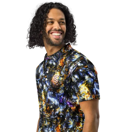 Obsidian Aurora on a Men's Slim Fit Polo Shirt