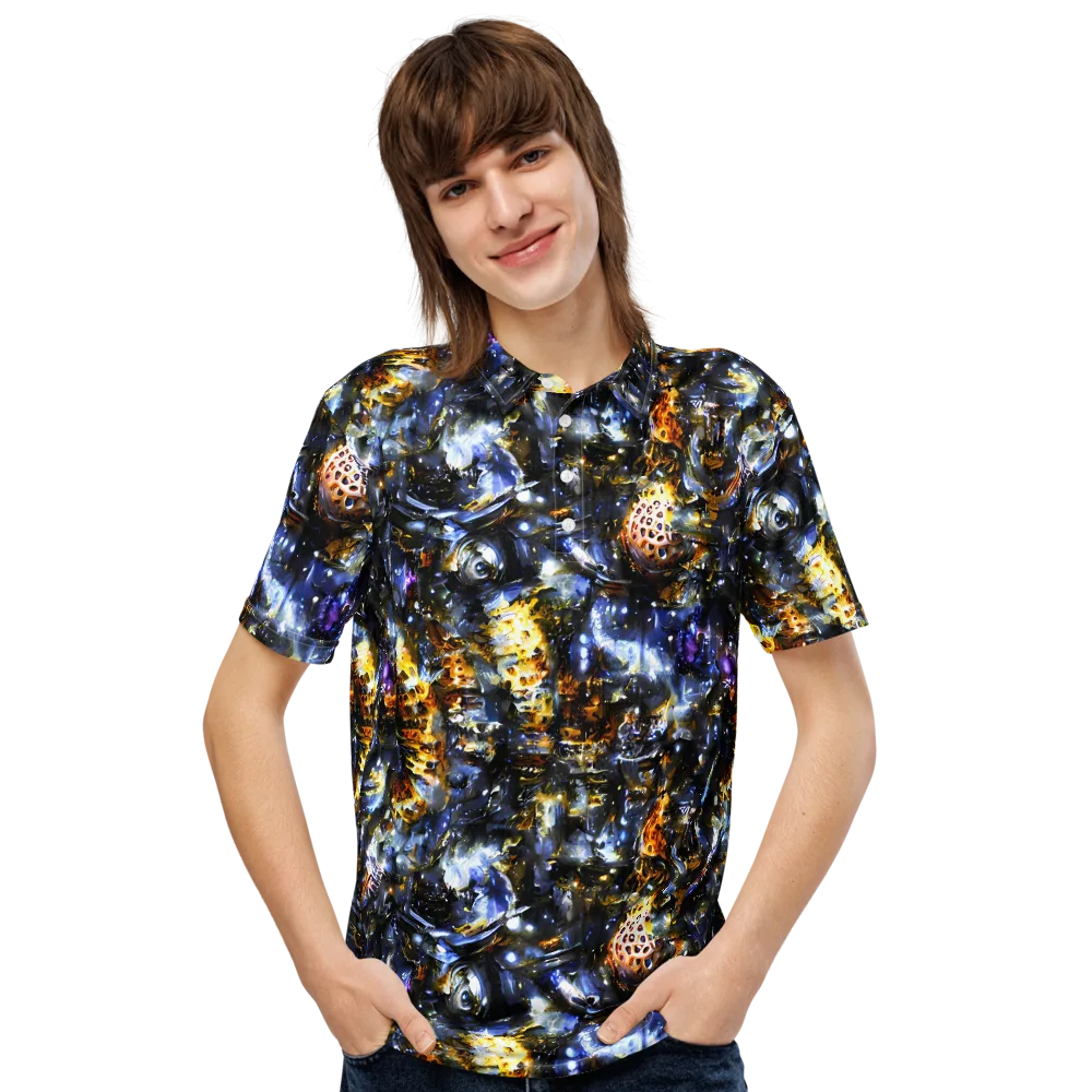 Obsidian Aurora on Men's Slim Fit Polo Shirt — Front