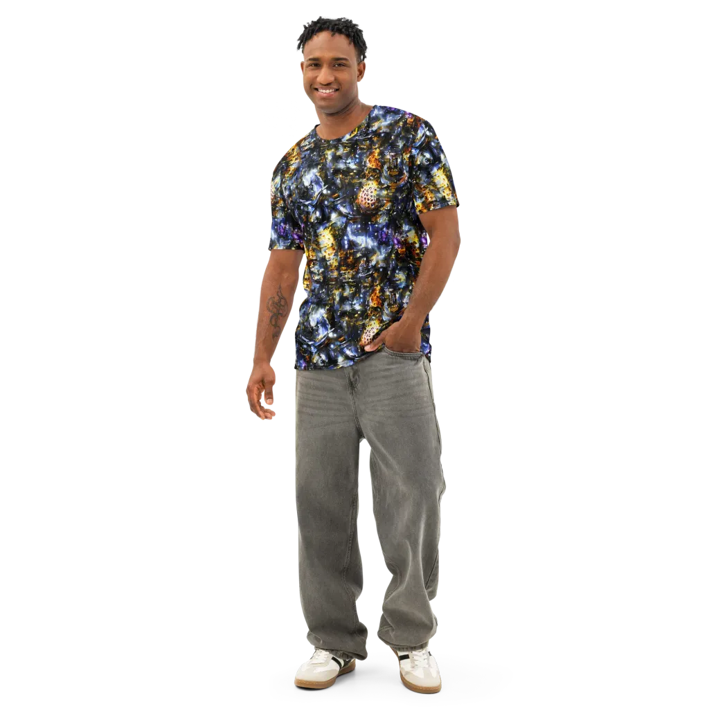 Obsidian Aurora on Men's Cotton Crew Neck T-Shirt — Front
