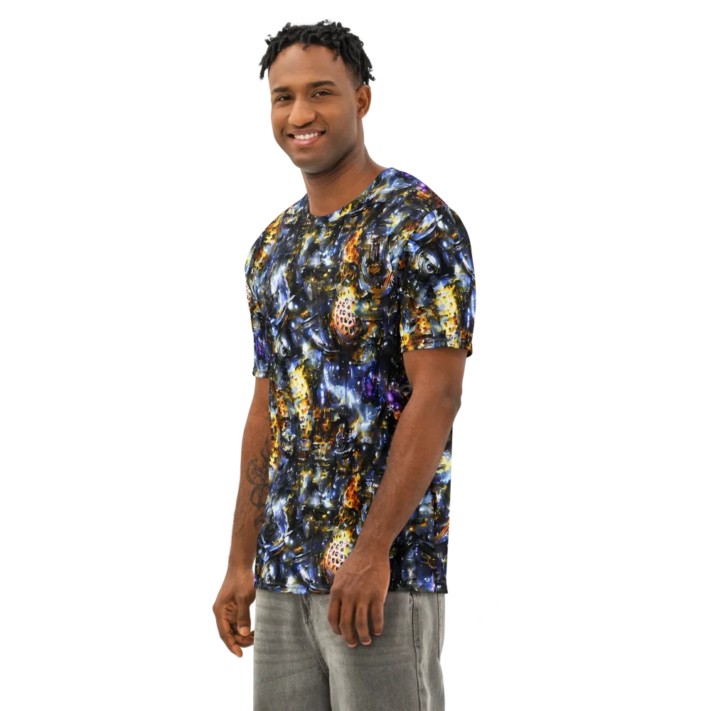 Obsidian Aurora on Men's Cotton Crew Neck T-Shirt — Left Front