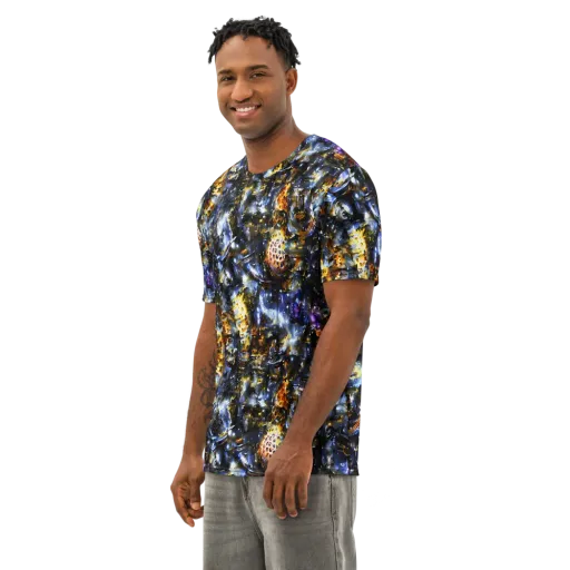 Obsidian Aurora on a Men's Cotton Crew Neck T-Shirt
