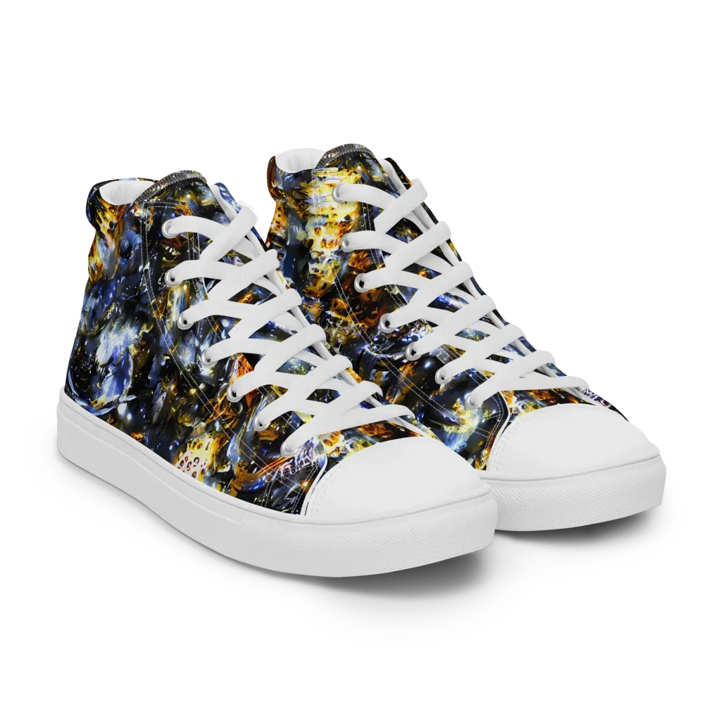 Obsidian Aurora on Men's High Top Canvas Shoes — Right Front