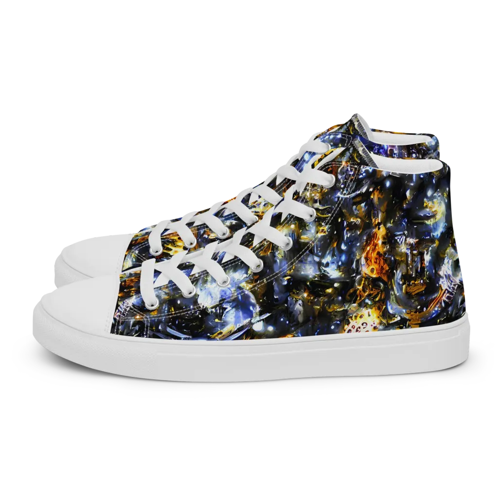 Obsidian Aurora on Men's High Top Canvas Shoes — Left
