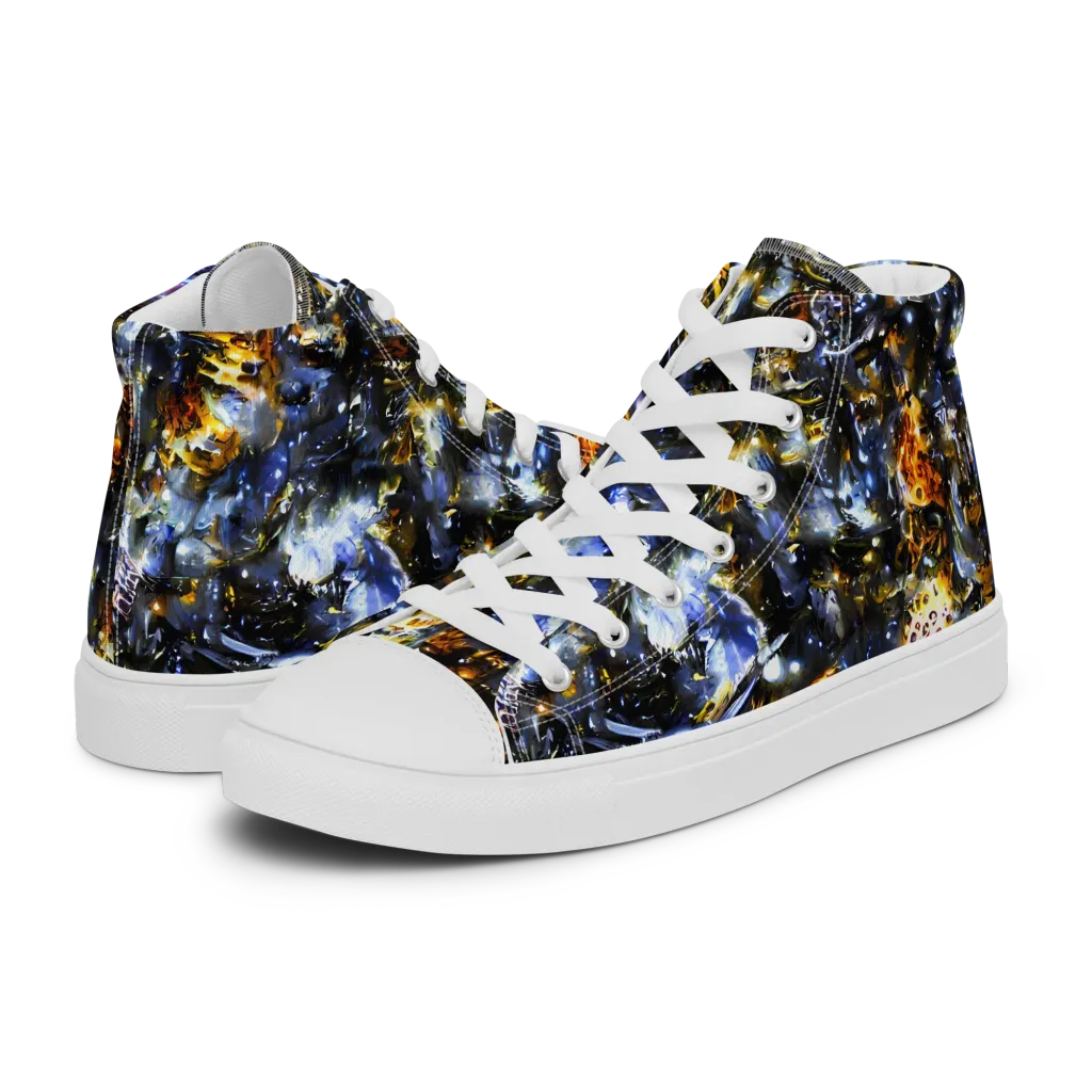 Obsidian Aurora on Men's High Top Canvas Shoes — Left