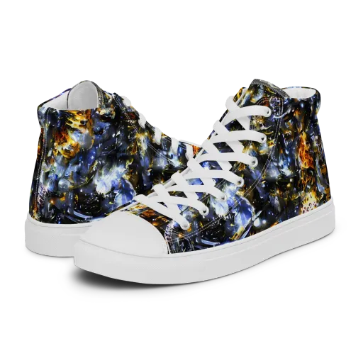 Obsidian Aurora on a Men's High Top Canvas Shoes