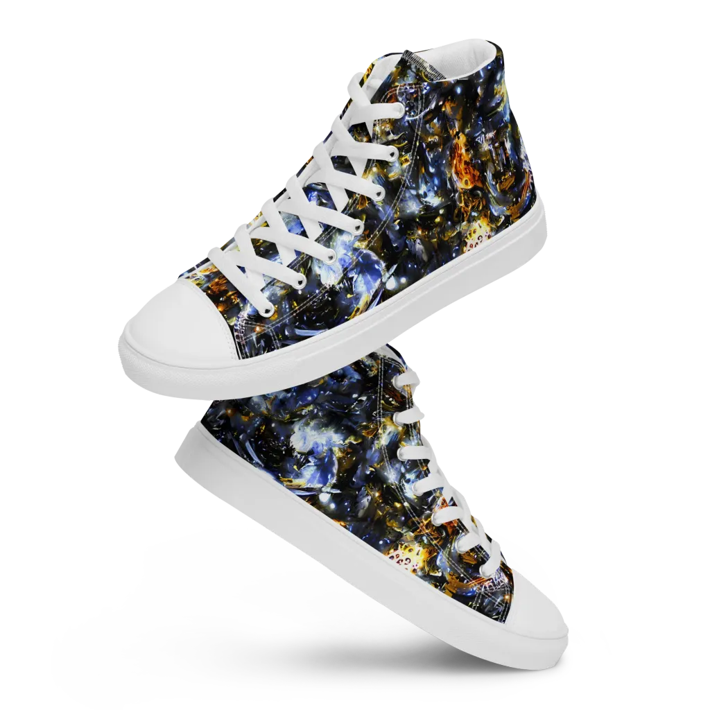 Obsidian Aurora on Men's High Top Canvas Shoes — Front
