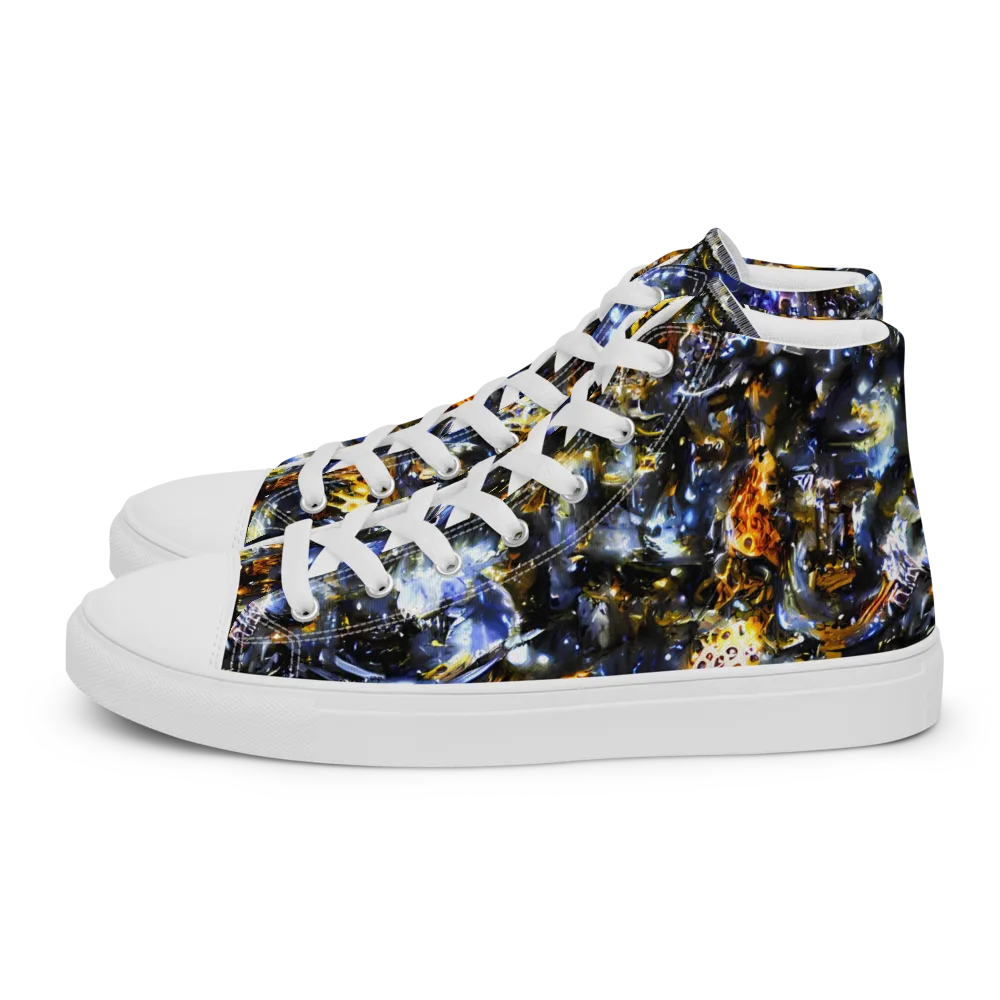 Obsidian Aurora on Women's High Top Canvas Shoes — Left