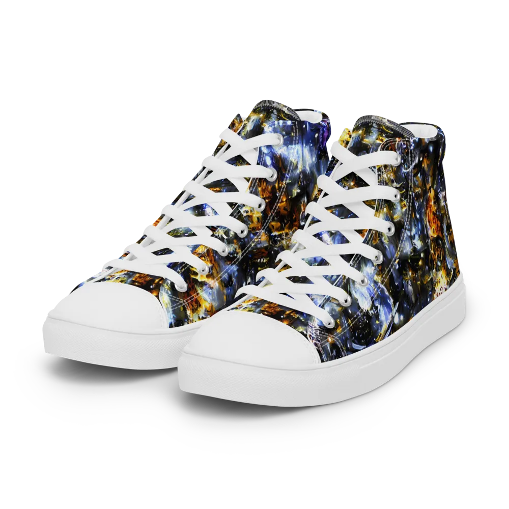 Obsidian Aurora on Women's High Top Canvas Shoes — Left Front
