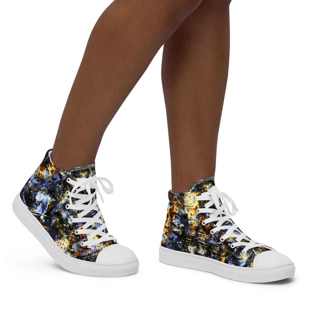 Obsidian Aurora on Women's High Top Canvas Shoes — Right