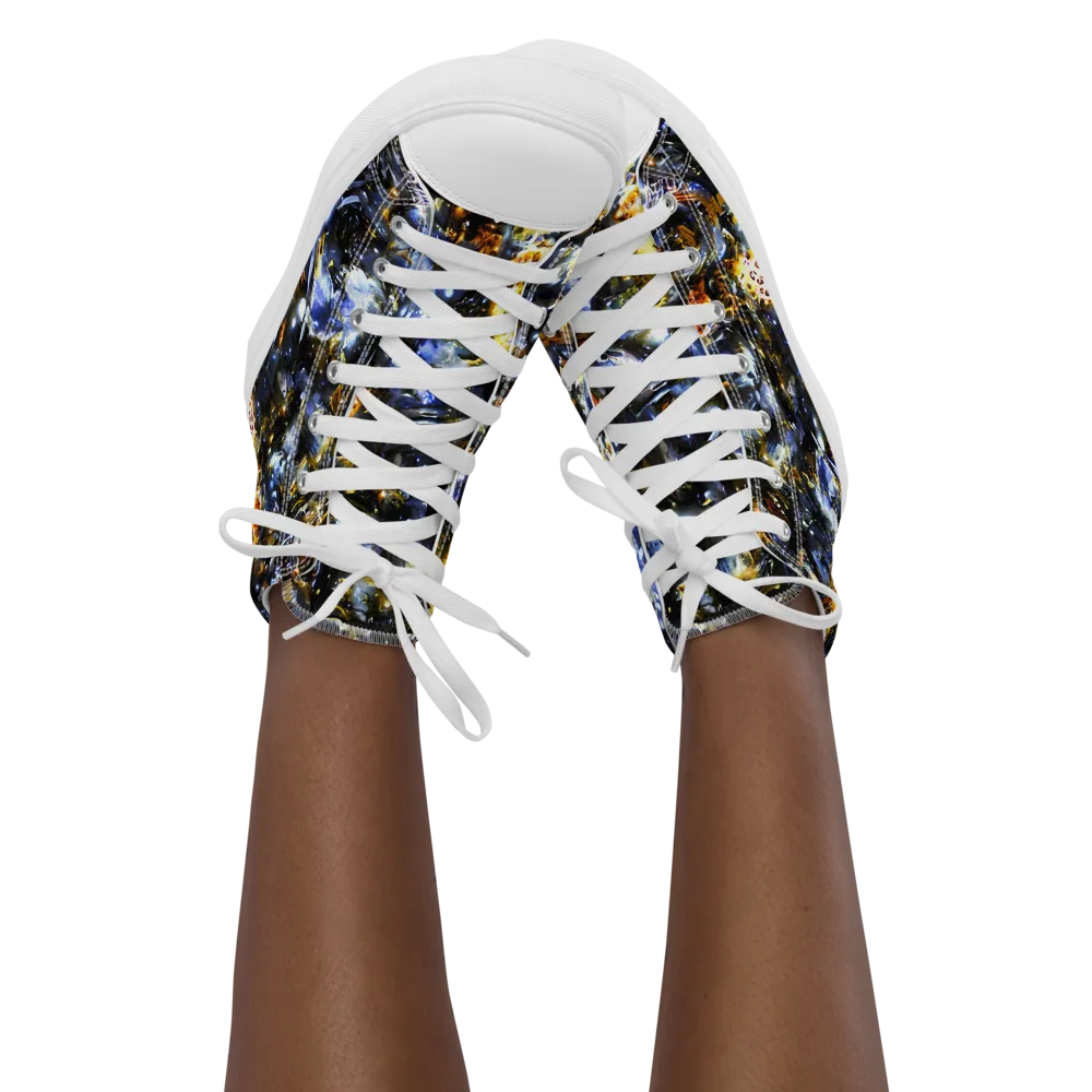 Obsidian Aurora on Women's High Top Canvas Shoes — Front