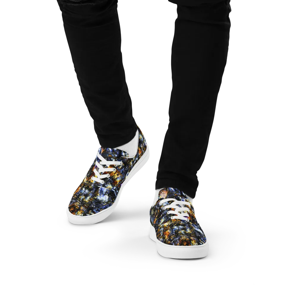Obsidian Aurora on Men's Lace-Up Canvas Shoes — Front