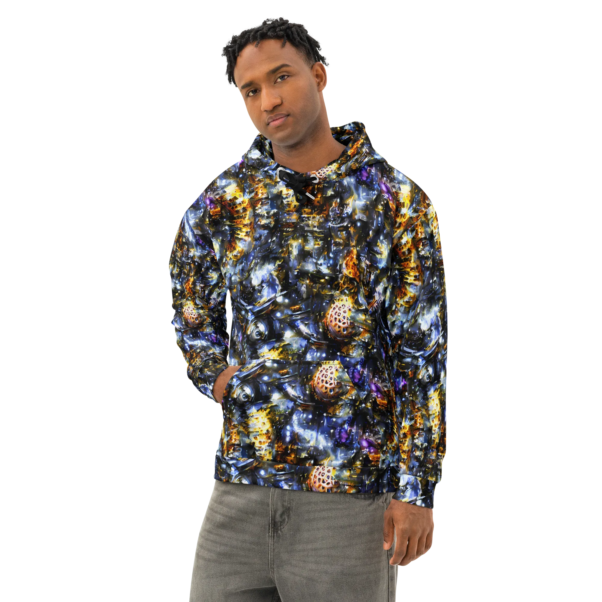 Obsidian Aurora on Cotton Hoodie — Left Front