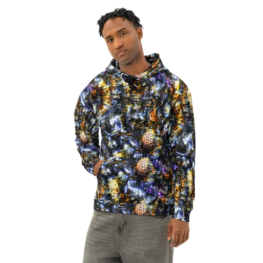 Obsidian Aurora on a Cotton Hoodie