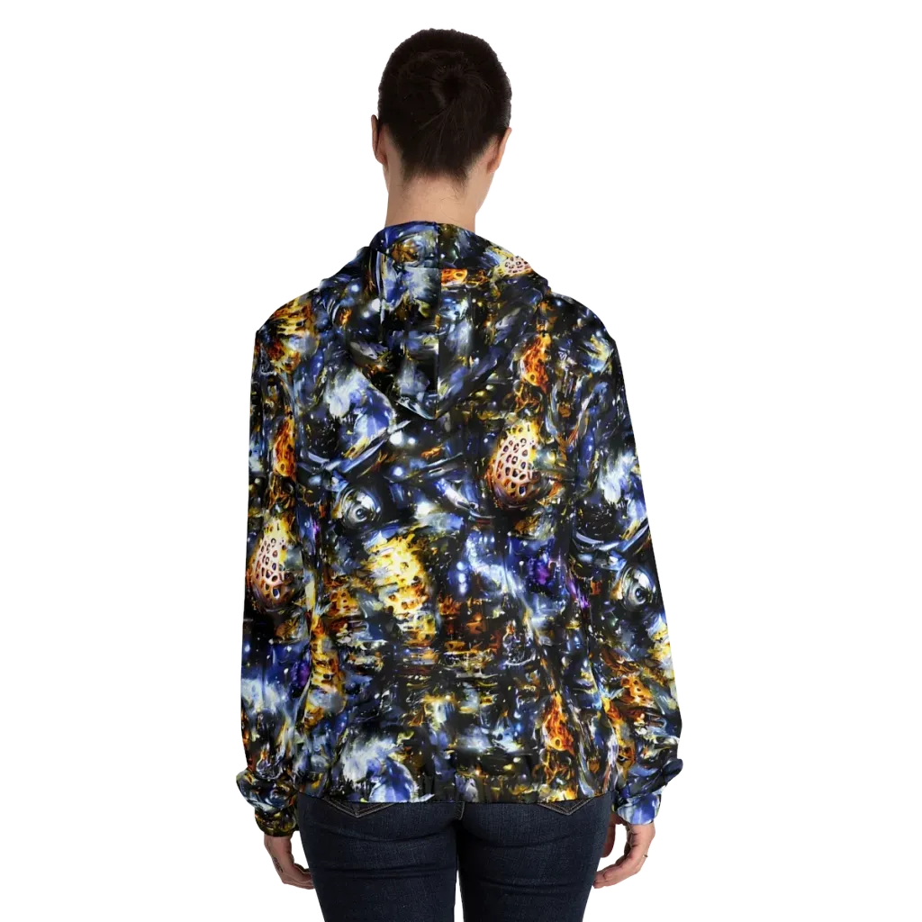 Obsidian Aurora on Women's Full-Zip Hoodie — Back On Person