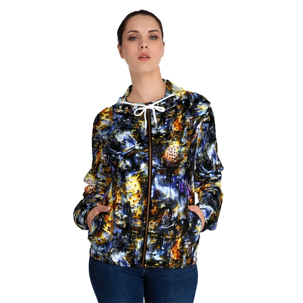 Obsidian Aurora on Women's Full-Zip Hoodie — Front On Person