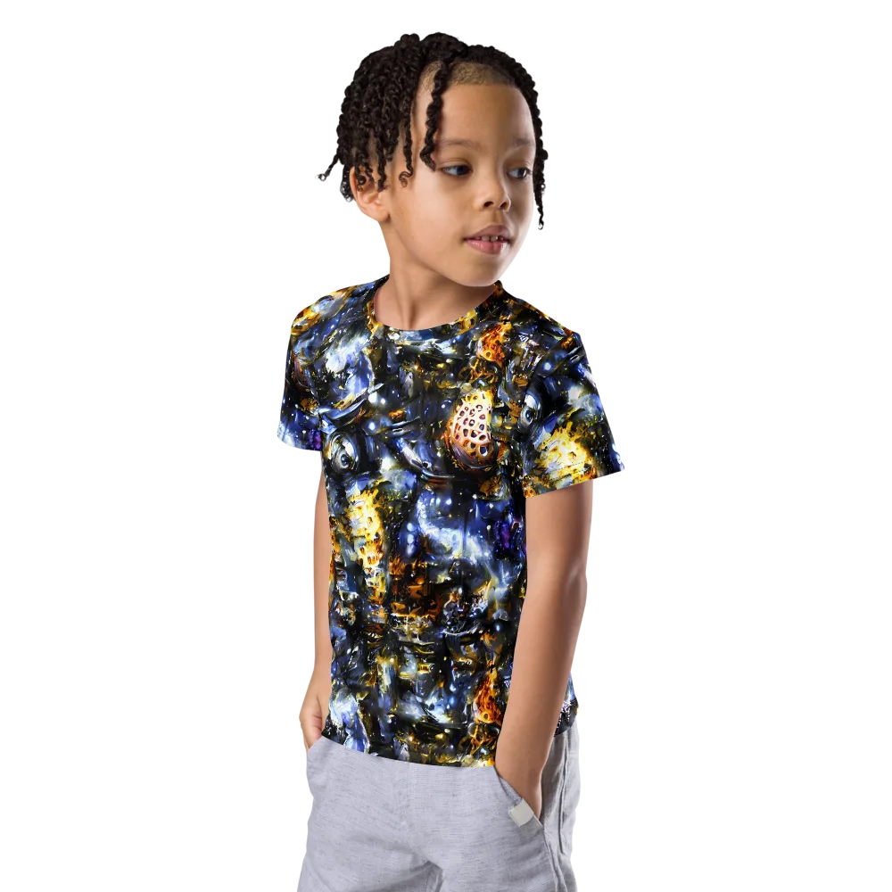 Obsidian Aurora on Kids Crew Neck T-Shirt — Left Front