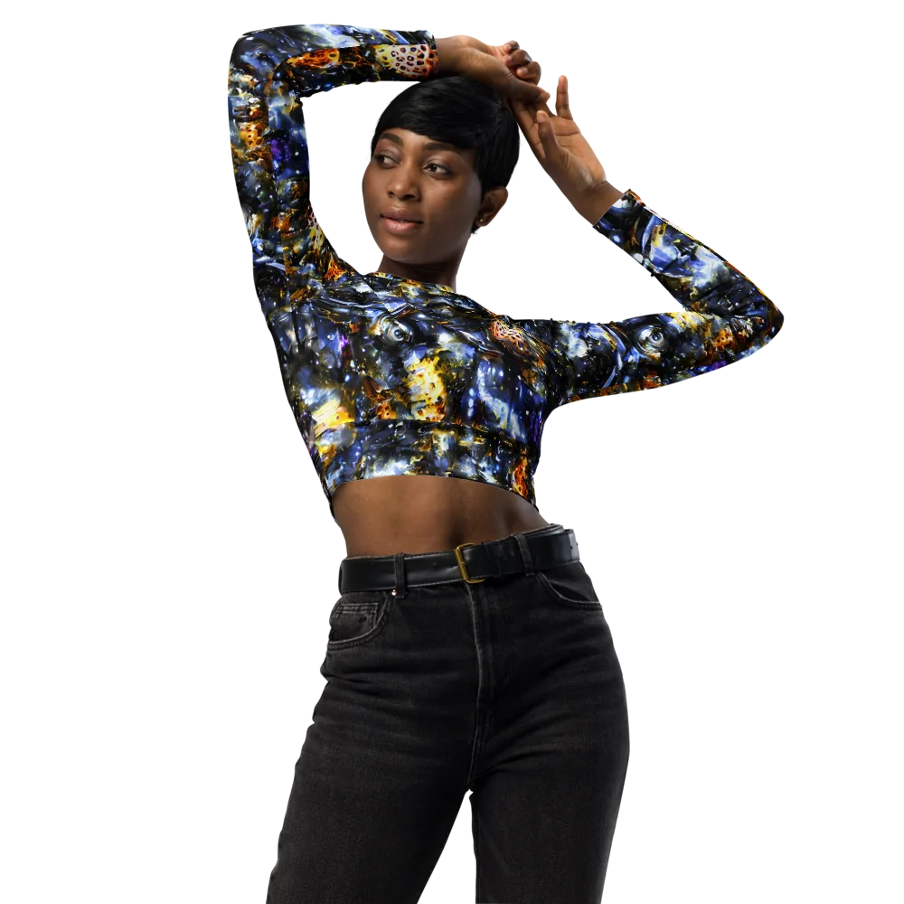 Obsidian Aurora on Long Sleeve Crop Top — Front
