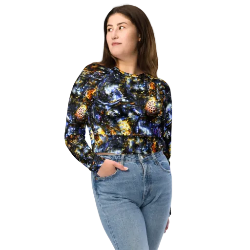 Obsidian Aurora on a Long Sleeve Crop Top