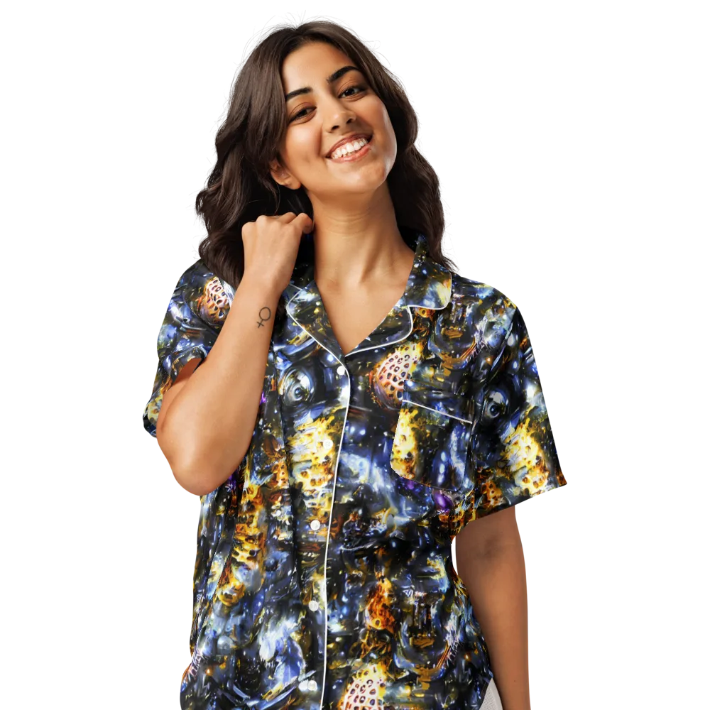 Obsidian Aurora on Women's Short Sleeve Pajama Top — Front