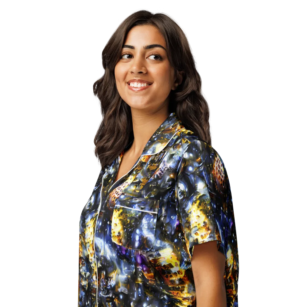 Obsidian Aurora on Women's Short Sleeve Pajama Top — Left Front