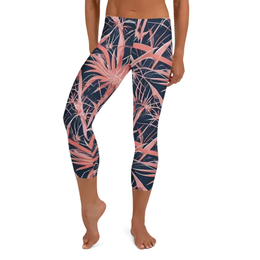Coral Bloom Voltage on a Capri Leggings