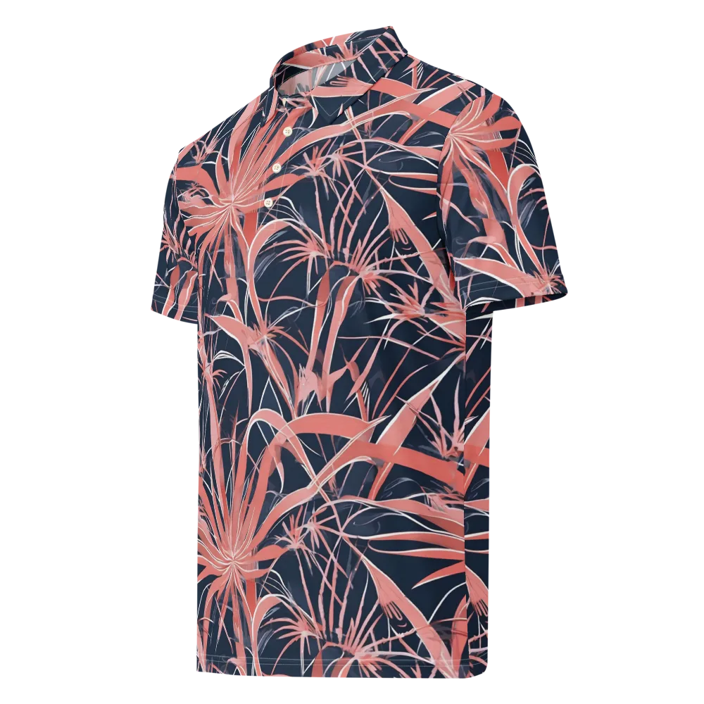 Coral Bloom Voltage on Men's Slim Fit Polo Shirt — Left Front