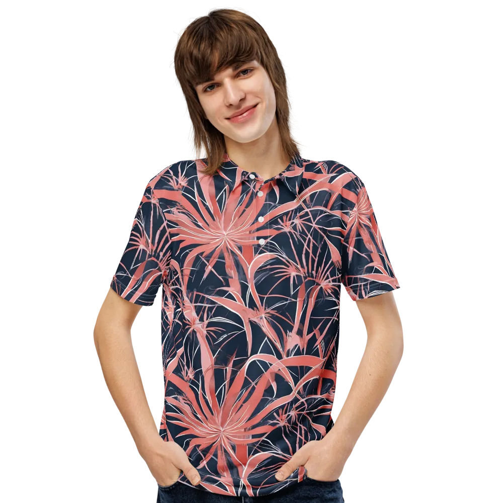 Coral Bloom Voltage on Men's Slim Fit Polo Shirt — Front