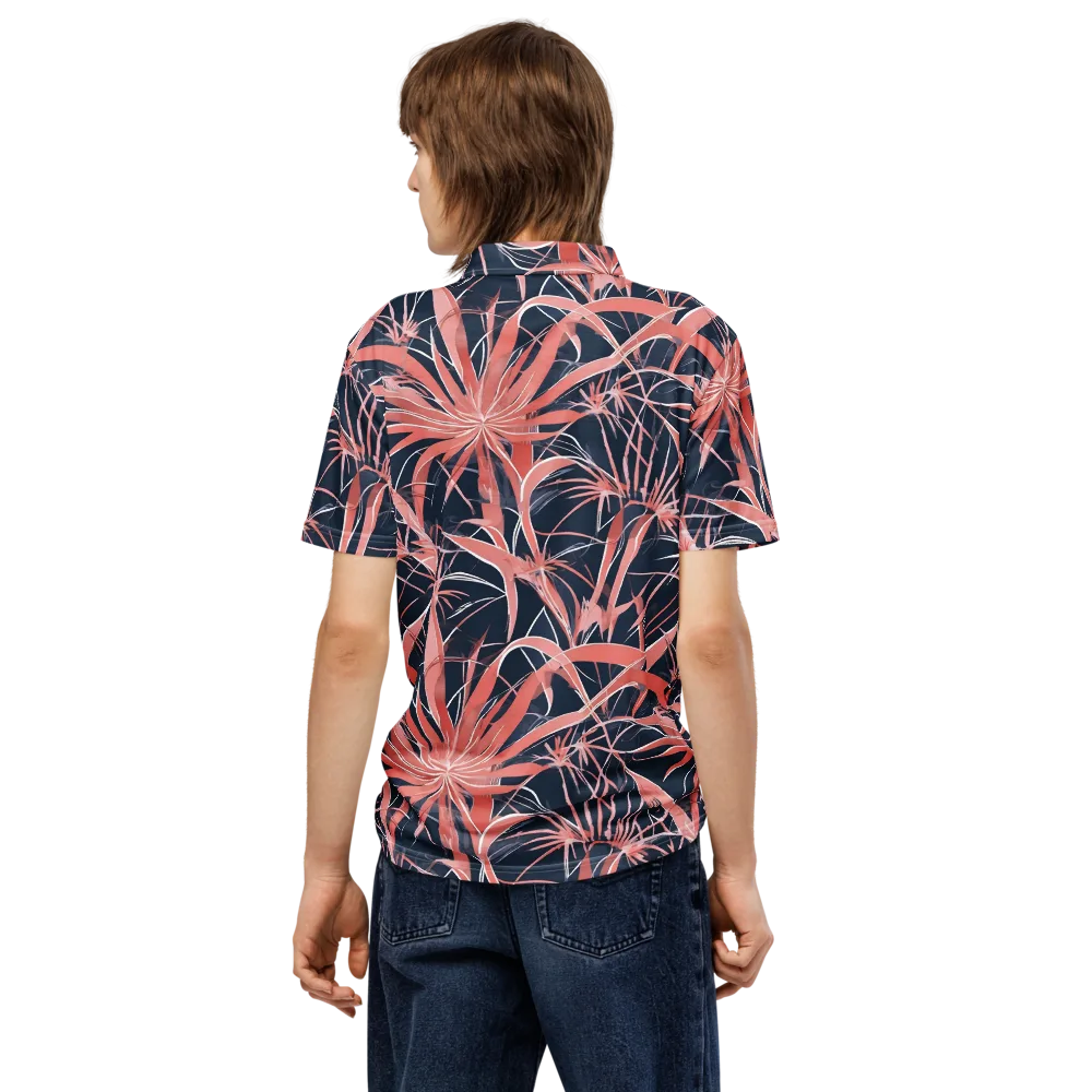 Coral Bloom Voltage on Men's Slim Fit Polo Shirt — Back