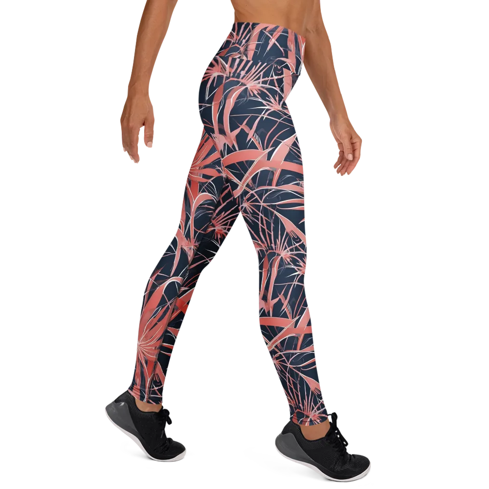 Coral Bloom Voltage on Yoga Leggings — Right