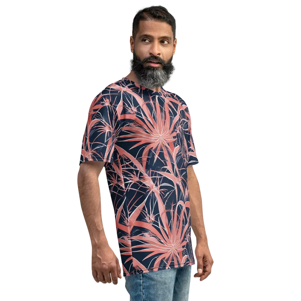 Coral Bloom Voltage on Men's Crew Neck T-Shirt — Right