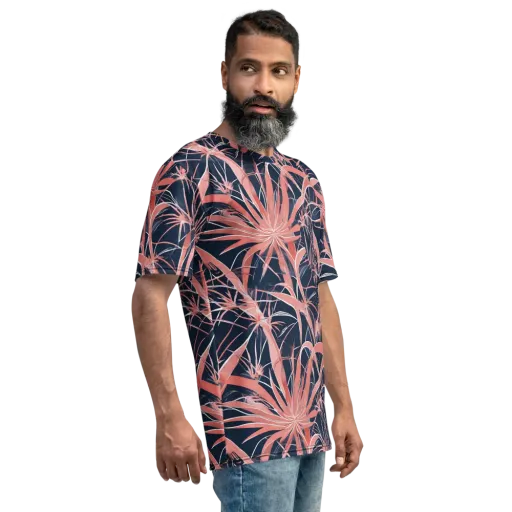Coral Bloom Voltage on a Men's Crew Neck T-Shirt