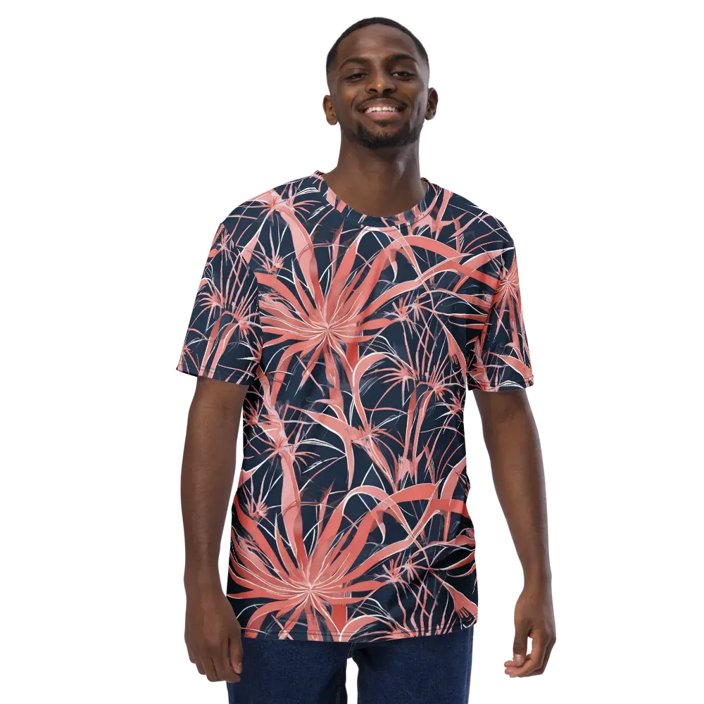 Coral Bloom Voltage on Men's Crew Neck T-Shirt — Front