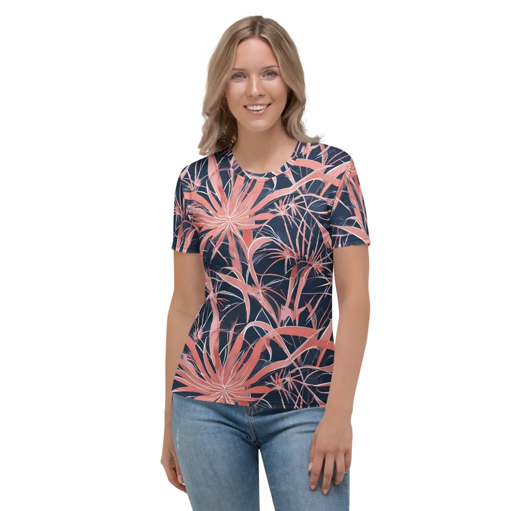 Coral Bloom Voltage on Women's Crew Neck T-Shirt — Front