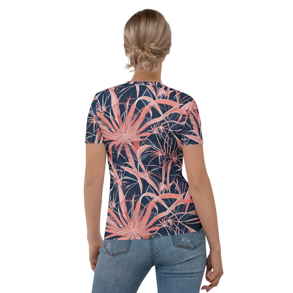 Coral Bloom Voltage on Women's Crew Neck T-Shirt — Back