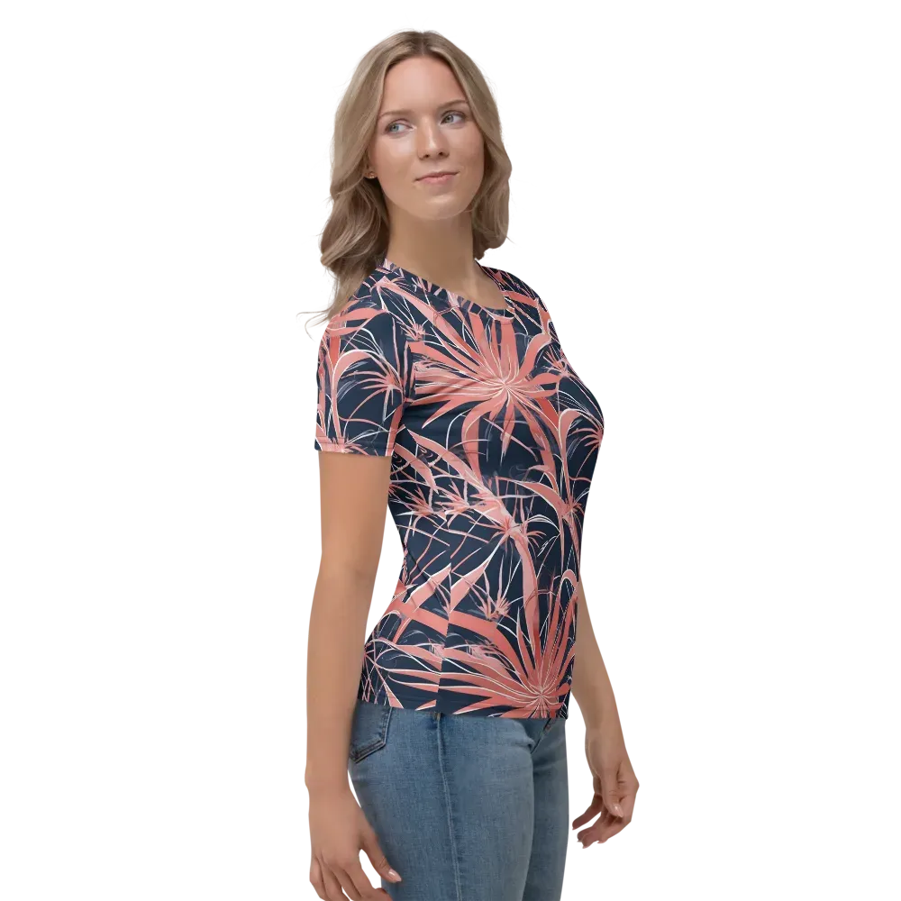Coral Bloom Voltage on Women's Crew Neck T-Shirt — Right