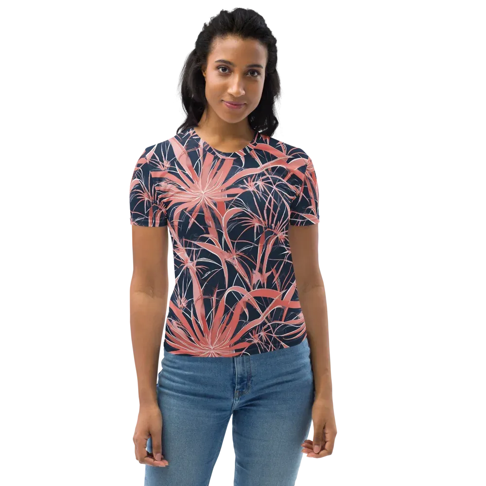Coral Bloom Voltage on Women's Crew Neck T-Shirt — Front