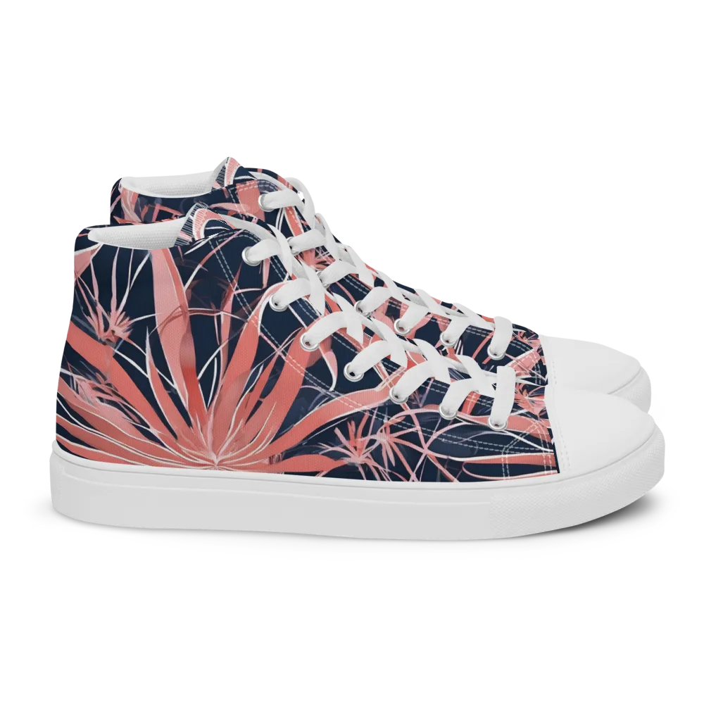 Coral Bloom Voltage on Women's High Top Canvas Shoes — Right