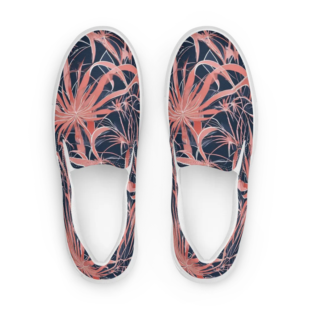 Coral Bloom Voltage on Men's Slip-On Canvas Shoes — Front