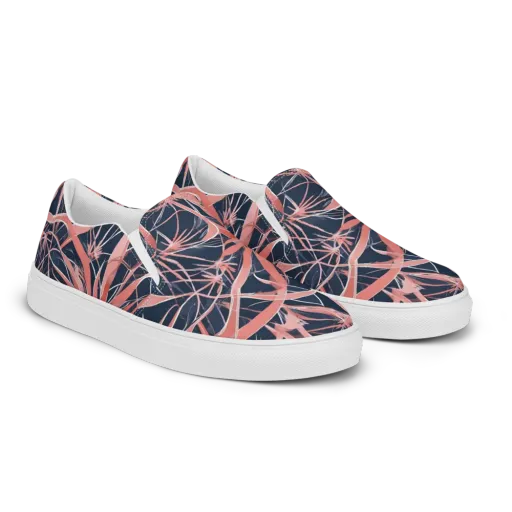 Coral Bloom Voltage on a Men's Slip-On Canvas Shoes