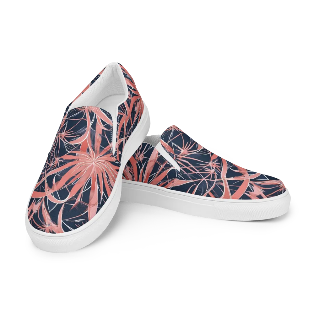 Coral Bloom Voltage on Men's Slip-On Canvas Shoes — Left Front
