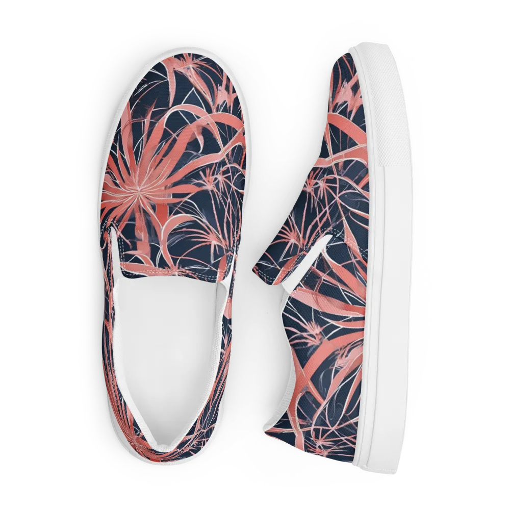 Coral Bloom Voltage on Men's Slip-On Canvas Shoes — Front