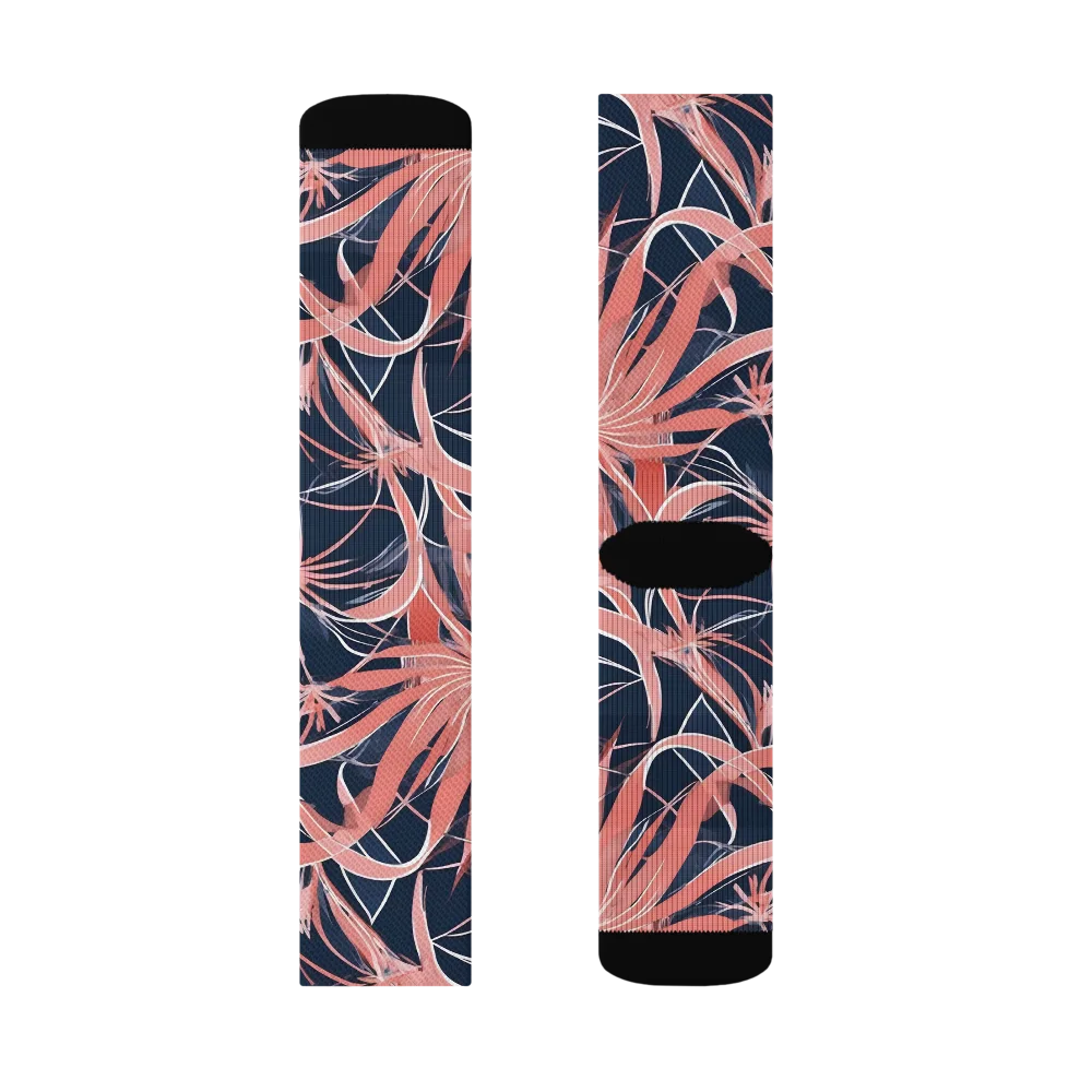 Coral Bloom Voltage on Socks — Left Sock