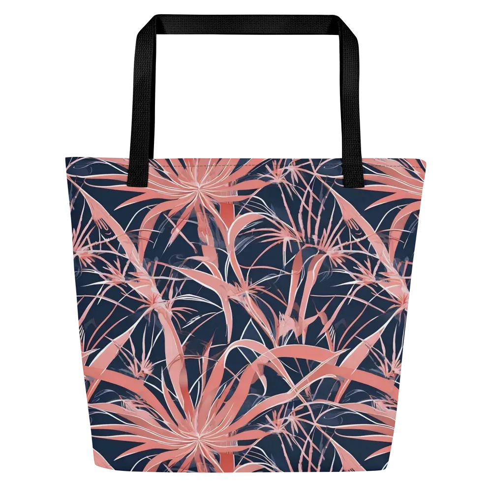 Coral Bloom Voltage on Large Tote Bag W/ Pocket — Front